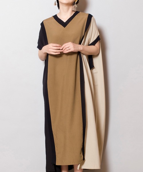 OSMOSIS（オズモーシス）の「リブ切替ワンピース（ワンピース・レディース・ネイビー/ブラック/カーキ/アイボリー・ONE SIZE）」の3枚目の写真