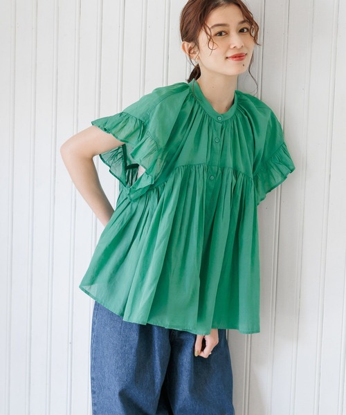 studio CLIP（スタディオクリップ）の「コットンレーヨンボイル袖フリルブラウス（シャツ/ブラウス・レディース・パープル/グリーン/ブラック・FREE）」の8枚目の写真