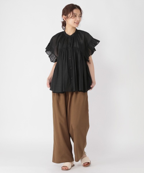 studio CLIP（スタディオクリップ）の「コットンレーヨンボイル袖フリルブラウス（シャツ/ブラウス・レディース・パープル/グリーン/ブラック・FREE）」の13枚目の写真