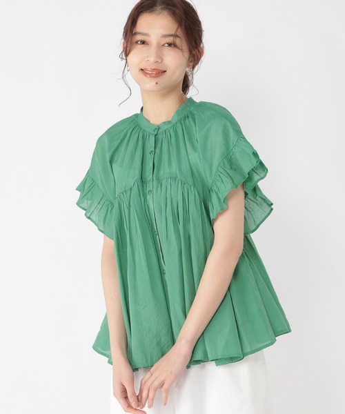 studio CLIP（スタディオクリップ）の「コットンレーヨンボイル袖フリルブラウス（シャツ/ブラウス・レディース・パープル/グリーン/ブラック・FREE）」の14枚目の写真