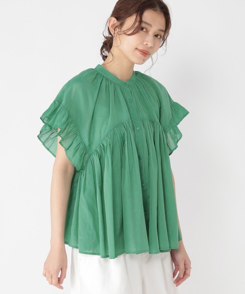 studio CLIP（スタディオクリップ）の「コットンレーヨンボイル袖フリルブラウス（シャツ/ブラウス・レディース・パープル/グリーン/ブラック・FREE）」の15枚目の写真