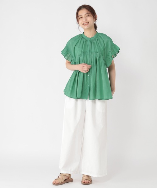 studio CLIP（スタディオクリップ）の「コットンレーヨンボイル袖フリルブラウス（シャツ/ブラウス・レディース・パープル/グリーン/ブラック・FREE）」の16枚目の写真