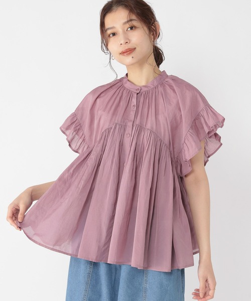 studio CLIP（スタディオクリップ）の「コットンレーヨンボイル袖フリルブラウス（シャツ/ブラウス・レディース・パープル/グリーン/ブラック・FREE）」の17枚目の写真