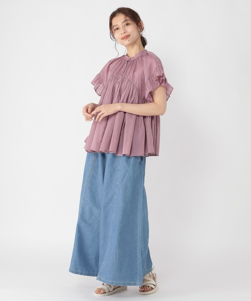 studio CLIP（スタディオクリップ）の「コットンレーヨンボイル袖フリルブラウス（シャツ/ブラウス・レディース・パープル/グリーン/ブラック・FREE）」の18枚目の写真