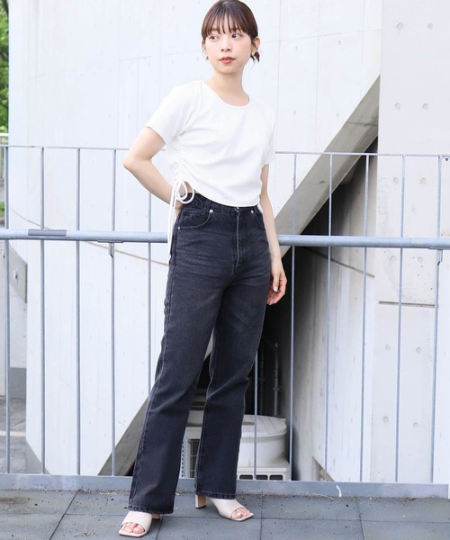 tiptop(ティップトップ)の「テレコ脇ドロストTシャツ(Tシャツ/カットソー・レディース・オフホワイト/オレンジ/ホワイト系その他/ホワイト系その他2/ブラック系その他/ブラック・FREE)」の11枚目の写真