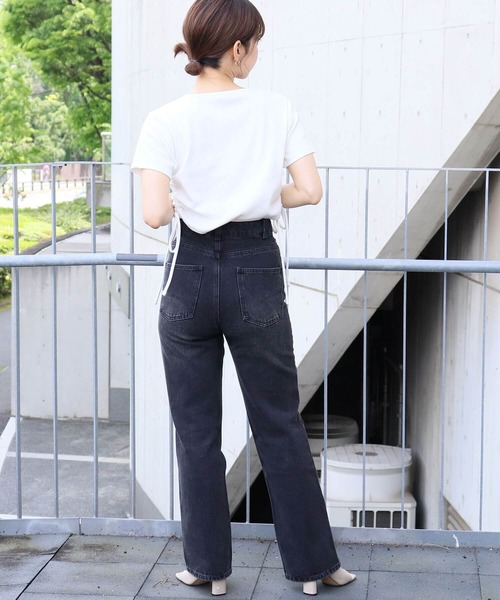 tiptop(ティップトップ)の「テレコ脇ドロストTシャツ(Tシャツ/カットソー・レディース・オフホワイト/オレンジ/ホワイト系その他/ホワイト系その他2/ブラック系その他/ブラック・FREE)」の8枚目の写真