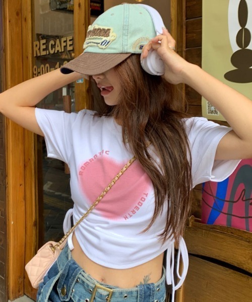 Vipoa(ヴィポア)の「ハートプリントショートスリーブTシャツ(Tシャツ/カットソー・レディース・ホワイト/ピンク・FREE)」の14枚目の写真