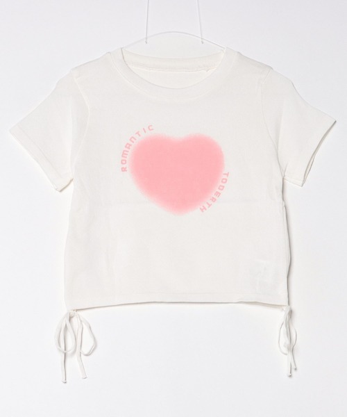 Vipoa(ヴィポア)の「ハートプリントショートスリーブTシャツ(Tシャツ/カットソー・レディース・ホワイト/ピンク・FREE)」の4枚目の写真