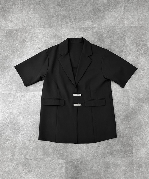 セール】【LVEU.】ピンデザイン半袖オーバージャケット / アウター