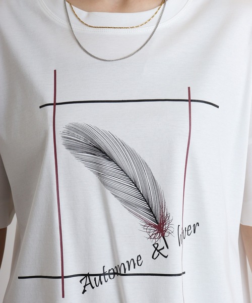 tシャツ Eglantine フェザープリントTシャツ レディース EGLANTINE tシャツ Eglantine フェザープリントTシャツ