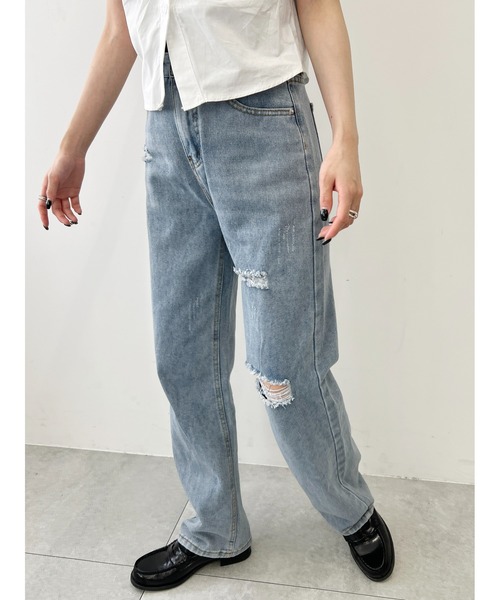 ストレートクラッシュデニムパンツ（デニムパンツ）｜WC（ダブル シー