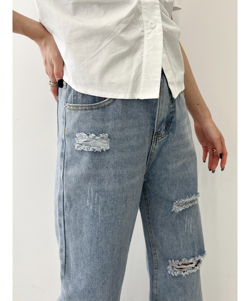 WC（ダブル シー）の「ストレートクラッシュデニムパンツ（デニムパンツ・レディース・ブルー・FREE）」の6枚目の写真