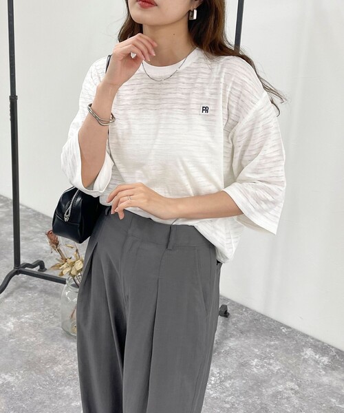 fredy emue（フレディエミュ）の「FRワッペン付きボーダーTシャツ（Tシャツ/カットソー・レディース・ブルー系その他/ホワイト系その他/ブラック系その他/ホワイト系その他2・38）」の10枚目の写真