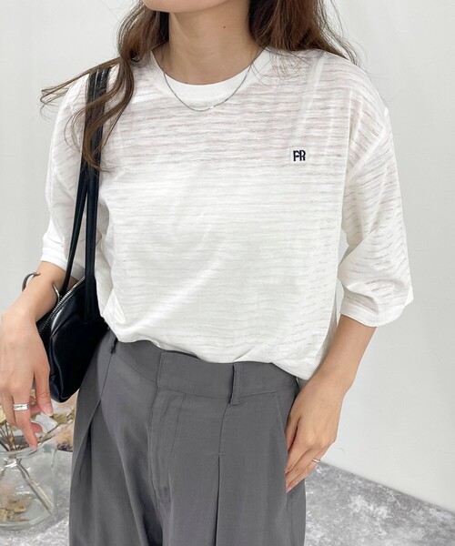 fredy emue（フレディエミュ）の「FRワッペン付きボーダーTシャツ（Tシャツ/カットソー・レディース・ブルー系その他/ホワイト系その他/ブラック系その他/ホワイト系その他2・38）」の13枚目の写真