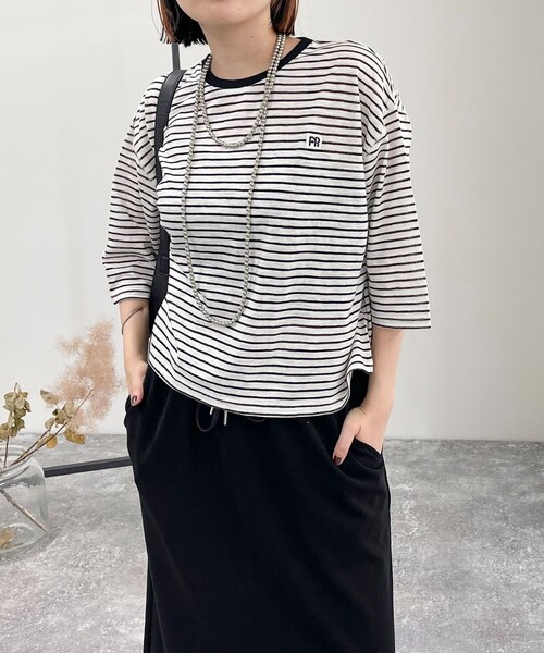 fredy emue（フレディエミュ）の「FRワッペン付きボーダーTシャツ（Tシャツ/カットソー・レディース・ブルー系その他/ホワイト系その他/ブラック系その他/ホワイト系その他2・38）」の19枚目の写真