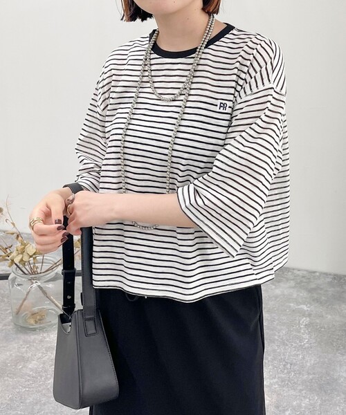 fredy emue（フレディエミュ）の「FRワッペン付きボーダーTシャツ（Tシャツ/カットソー・レディース・ブルー系その他/ホワイト系その他/ブラック系その他/ホワイト系その他2・38）」の21枚目の写真