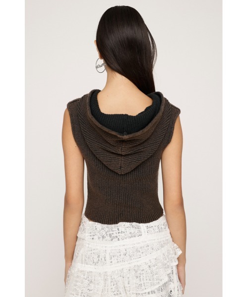 SLY Front Zip Bleach Ribbed Top