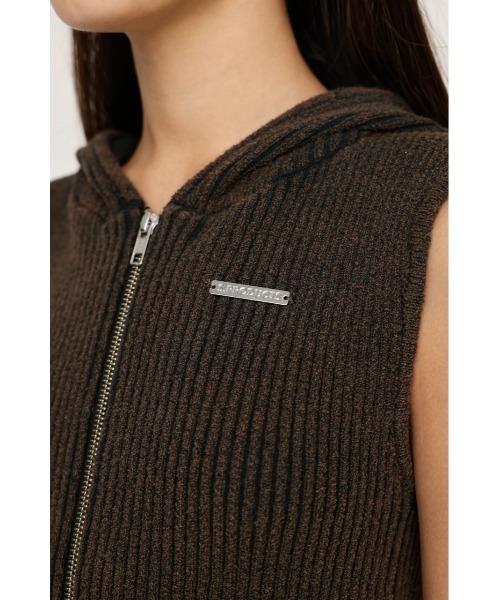 SLY（スライ）の「FRONT ZIP BLEACH RIB TOPS フロント ジップ ブリーチ リブ トップス（パーカー・レディース・アイボリー/レッド/ブラック/ネイビー・FREE）」の16枚目の写真