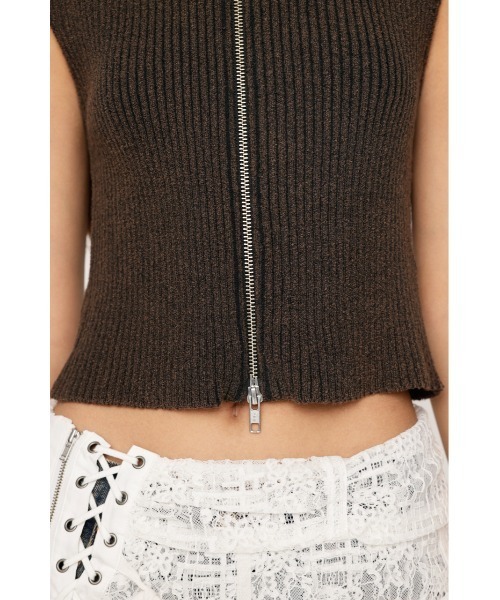 SLY（スライ）の「FRONT ZIP BLEACH RIB TOPS フロント ジップ