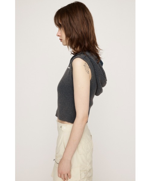 SLY（スライ）の「FRONT ZIP BLEACH RIB TOPS フロント ジップ ブリーチ リブ トップス（パーカー・レディース・アイボリー/レッド/ブラック/ネイビー・FREE）」の12枚目の写真