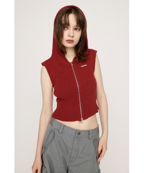 SLY フロント ジップ ブリーチ リブ トップス SLY（スライ）の「FRONT ZIP BLEACH RIB TOPS フロント ジップ