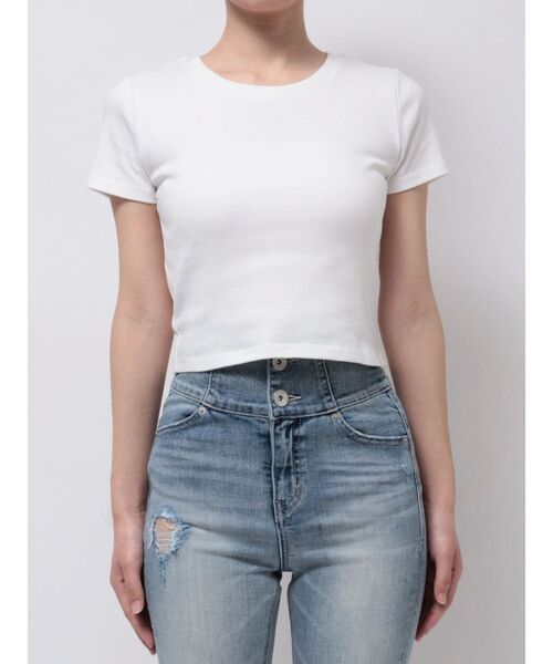 GYDA(ジェイダ)の「ベーシックTシャツ(Tシャツ/カットソー・レディース・オフホワイト/ブラック・FREE)」の7枚目の写真