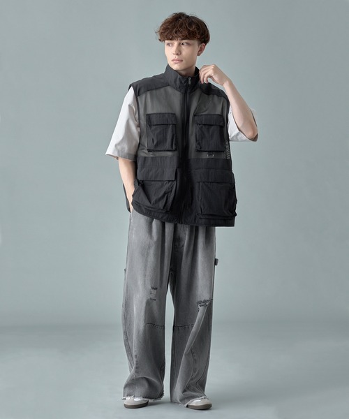 RUUBON】mulch pocket nylon mesh vest / マルチポケット