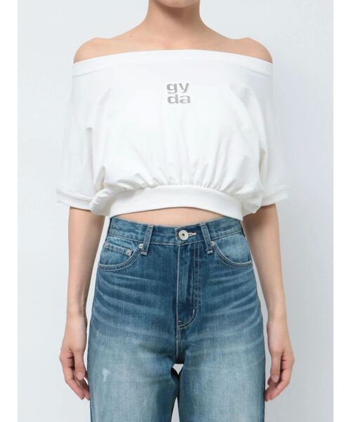 GYDA(ジェイダ)の「Square gyda エンボス オフショル トップス(Tシャツ/カットソー・レディース・ブラック/オフホワイト/イエロー・FREE)」の16枚目の写真