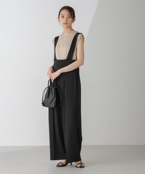 NANO universe（ナノユニバース）の「サス付きハイウエストパンツ（サロペット/オーバーオール・レディース・ベージュ/ブルーグレー/ブラック・FREE）」の2枚目の写真