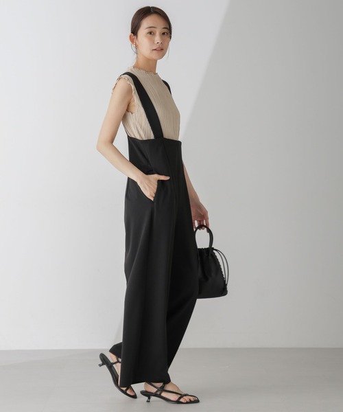 NANO universe（ナノユニバース）の「サス付きハイウエストパンツ（サロペット/オーバーオール・レディース・ベージュ/ブルーグレー/ブラック・FREE）」の8枚目の写真