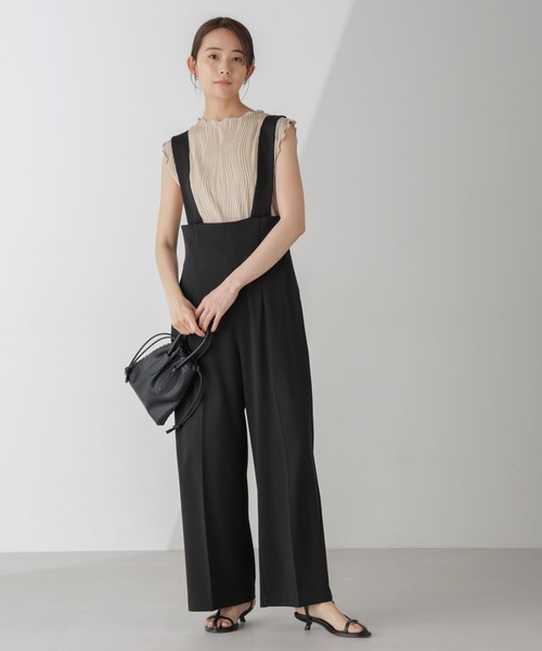 NANO universe（ナノユニバース）の「サス付きハイウエストパンツ（サロペット/オーバーオール・レディース・ベージュ/ブルーグレー/ブラック・FREE）」の9枚目の写真