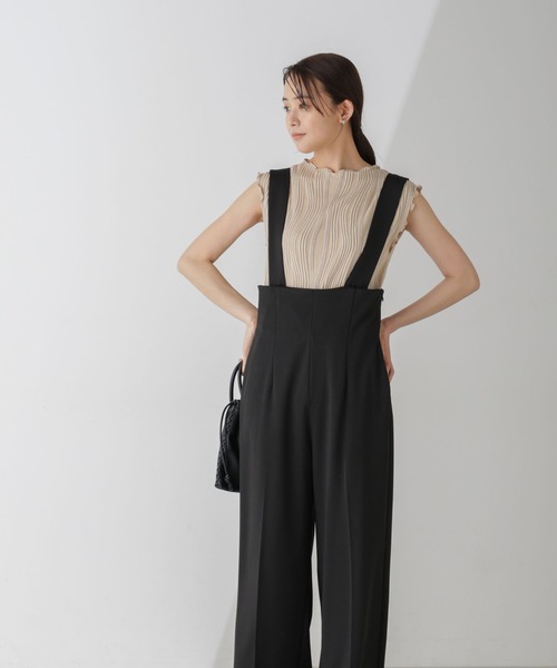 NANO universe（ナノユニバース）の「サス付きハイウエストパンツ（サロペット/オーバーオール・レディース・ベージュ/ブルーグレー/ブラック・FREE）」の10枚目の写真