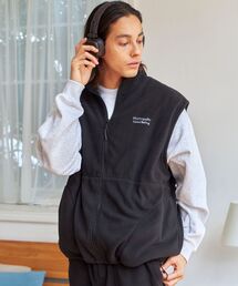 FFEIN | FFEIN(フェイン)】ワンポイント刺繍フリースベスト / ベスト フリース 刺繍 ワイドシルエットドローコード(ベスト)