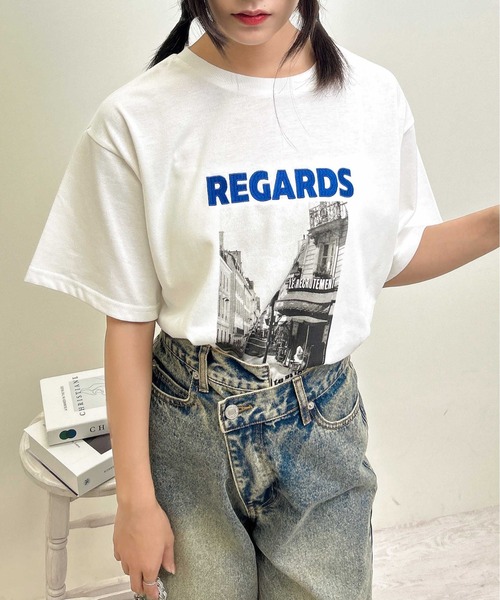 INGNI(イング)の「転写プリントTシャツ(Tシャツ/カットソー・レディース・スミクロ/ホワイト×ブルー/ホワイト×レッド・M)」の20枚目の写真