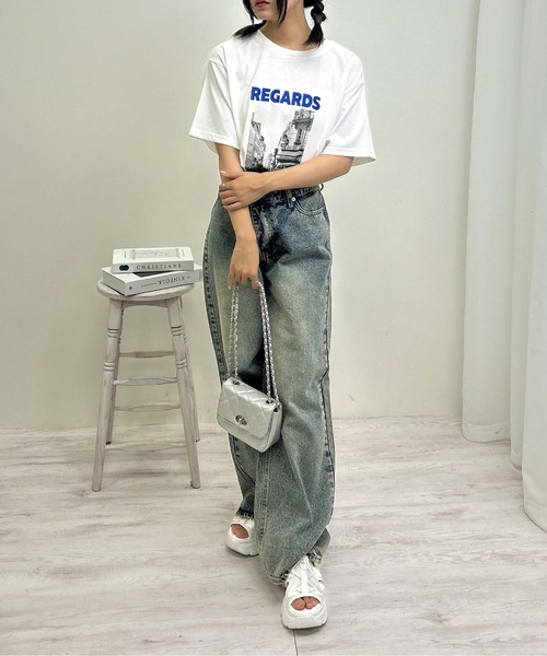 INGNI(イング)の「転写プリントTシャツ(Tシャツ/カットソー・レディース・スミクロ/ホワイト×ブルー/ホワイト×レッド・M)」の17枚目の写真