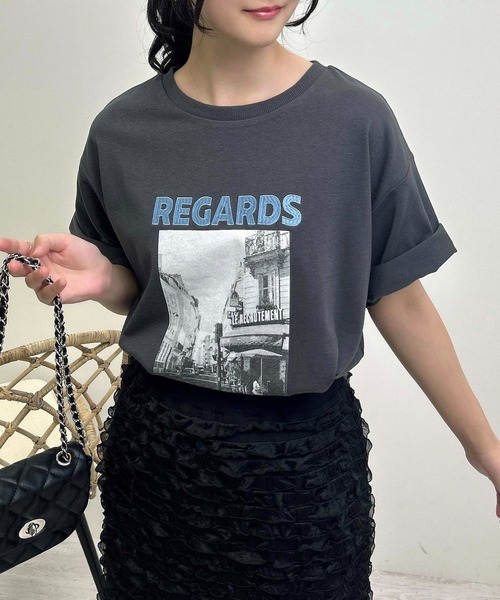 INGNI(イング)の「転写プリントTシャツ(Tシャツ/カットソー・レディース・スミクロ/ホワイト×ブルー/ホワイト×レッド・M)」の11枚目の写真
