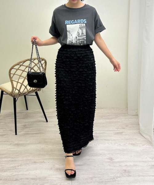 INGNI(イング)の「転写プリントTシャツ(Tシャツ/カットソー・レディース・スミクロ/ホワイト×ブルー/ホワイト×レッド・M)」の7枚目の写真