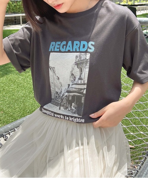 INGNI(イング)の「転写プリントTシャツ(Tシャツ/カットソー・レディース・スミクロ/ホワイト×ブルー/ホワイト×レッド・M)」の14枚目の写真