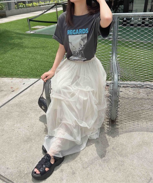 INGNI(イング)の「転写プリントTシャツ(Tシャツ/カットソー・レディース・スミクロ/ホワイト×ブルー/ホワイト×レッド・M)」の13枚目の写真