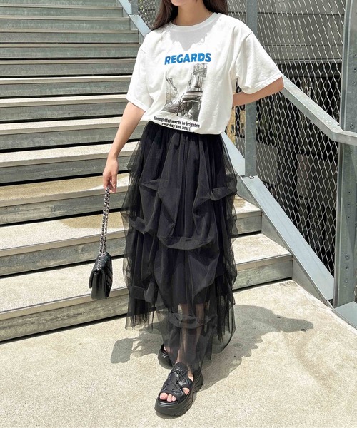 INGNI(イング)の「転写プリントTシャツ(Tシャツ/カットソー・レディース・スミクロ/ホワイト×ブルー/ホワイト×レッド・M)」の21枚目の写真