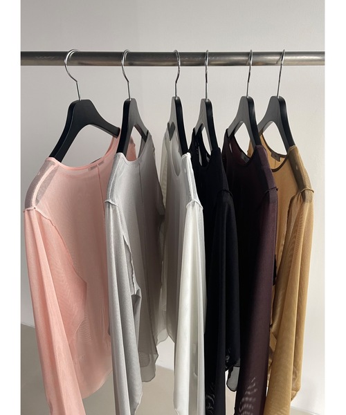 Didot.showroom(ディドット ショールーム)の「メッシュレイヤードロンT(Tシャツ/カットソー・レディース・ブラック/ホワイト/ピンク/ブラウン/ライトグレー/マスタード・FREE)」の9枚目の写真