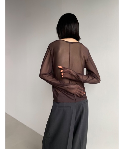 Didot.showroom(ディドット ショールーム)の「メッシュレイヤードロンT(Tシャツ/カットソー・レディース・ブラック/ホワイト/ピンク/ブラウン/ライトグレー/マスタード・FREE)」の20枚目の写真