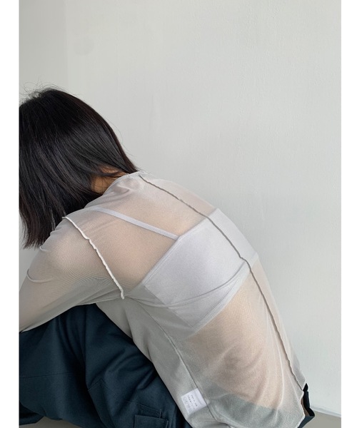 Didot.showroom(ディドット ショールーム)の「メッシュレイヤードロンT(Tシャツ/カットソー・レディース・ブラック/ホワイト/ピンク/ブラウン/ライトグレー/マスタード・FREE)」の14枚目の写真
