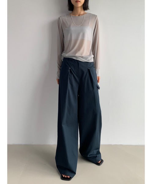 Didot.showroom(ディドット ショールーム)の「メッシュレイヤードロンT(Tシャツ/カットソー・レディース・ブラック/ホワイト/ピンク/ブラウン/ライトグレー/マスタード・FREE)」の19枚目の写真