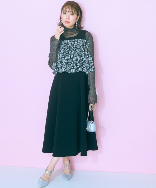 marun(マルン)の「<大きいサイズ> フリルビスチェSETワンピース marun(ワンピース・レディース・ブラウン/ブラック・L/LL/3L/4L/5L)」の3枚目の写真