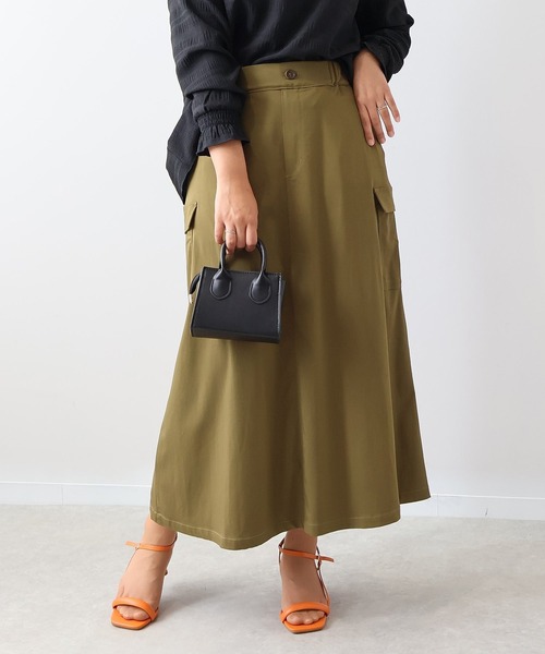 【L～5L 大きいサイズ】Aラインカーゴスカート（スカート）｜leswel（レスウェル） 7,700円