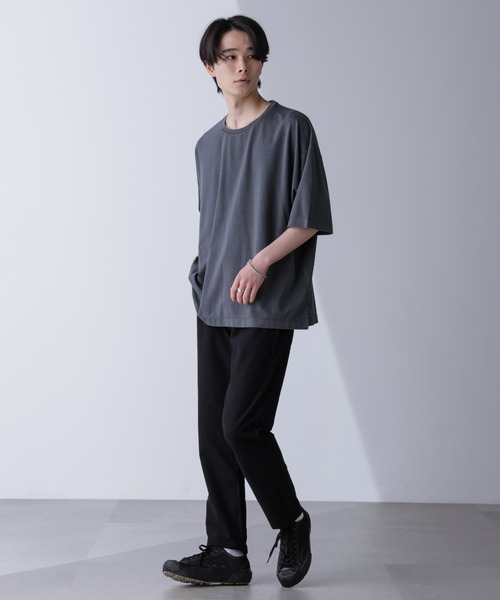 NANO universe(ナノユニバース)の「ピグメントビッグTシャツ 半袖(Tシャツ/カットソー・メンズ・ライトグレー/スミクロ・M/L)」の2枚目の写真
