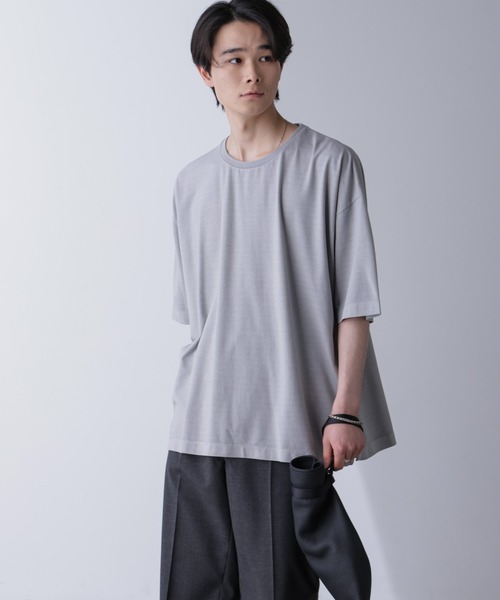 NANO universe(ナノユニバース)の「ピグメントビッグTシャツ 半袖(Tシャツ/カットソー・メンズ・ライトグレー/スミクロ・M/L)」の21枚目の写真