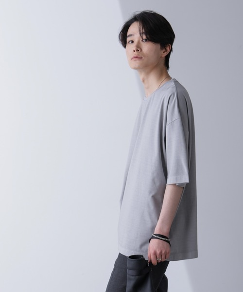 NANO universe(ナノユニバース)の「ピグメントビッグTシャツ 半袖(Tシャツ/カットソー・メンズ・ライトグレー/スミクロ・M/L)」の20枚目の写真