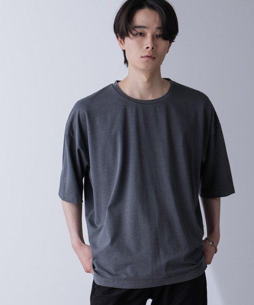 NANO universe(ナノユニバース)の「ピグメントビッグTシャツ 半袖(Tシャツ/カットソー・メンズ・ライトグレー/スミクロ・M/L)」の15枚目の写真